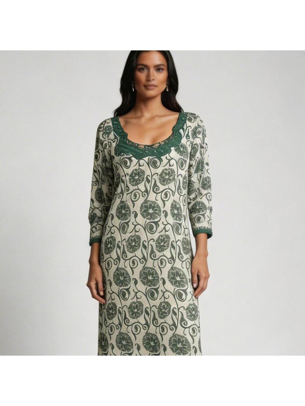 Women's Green Floral Tunic Dress In size Large to XL